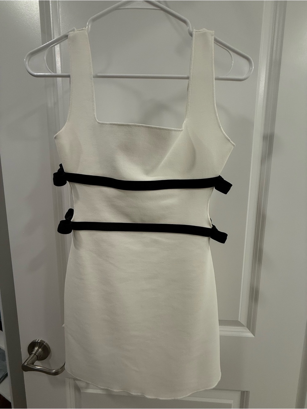 Zara White Mini Dress with Black Trim